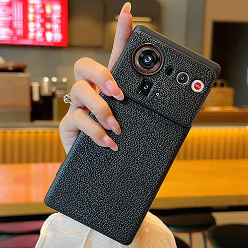 For ZTE nubia Z80 Ultra 5G Case Litchi Texture Leather Coated TPU + PC Phone Cover with Black Edge - 1