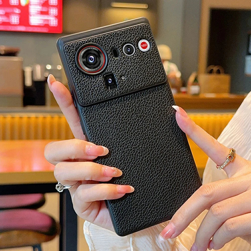 For ZTE nubia Z80 Ultra 5G Case Litchi Texture Leather Coated TPU + PC Phone Cover with Black Edge - 2