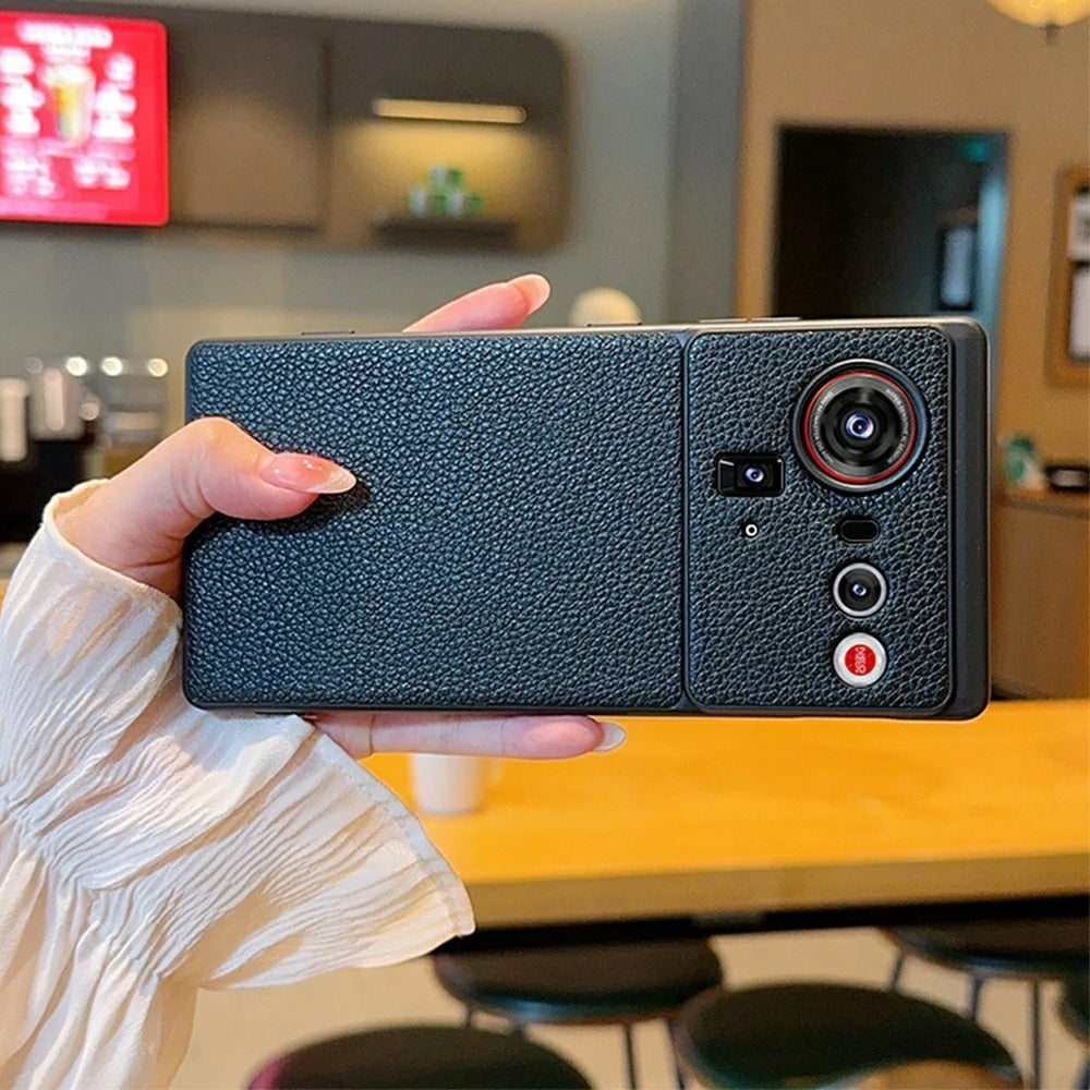 For ZTE nubia Z80 Ultra 5G Case Litchi Texture Leather Coated TPU + PC Phone Cover with Black Edge - 3