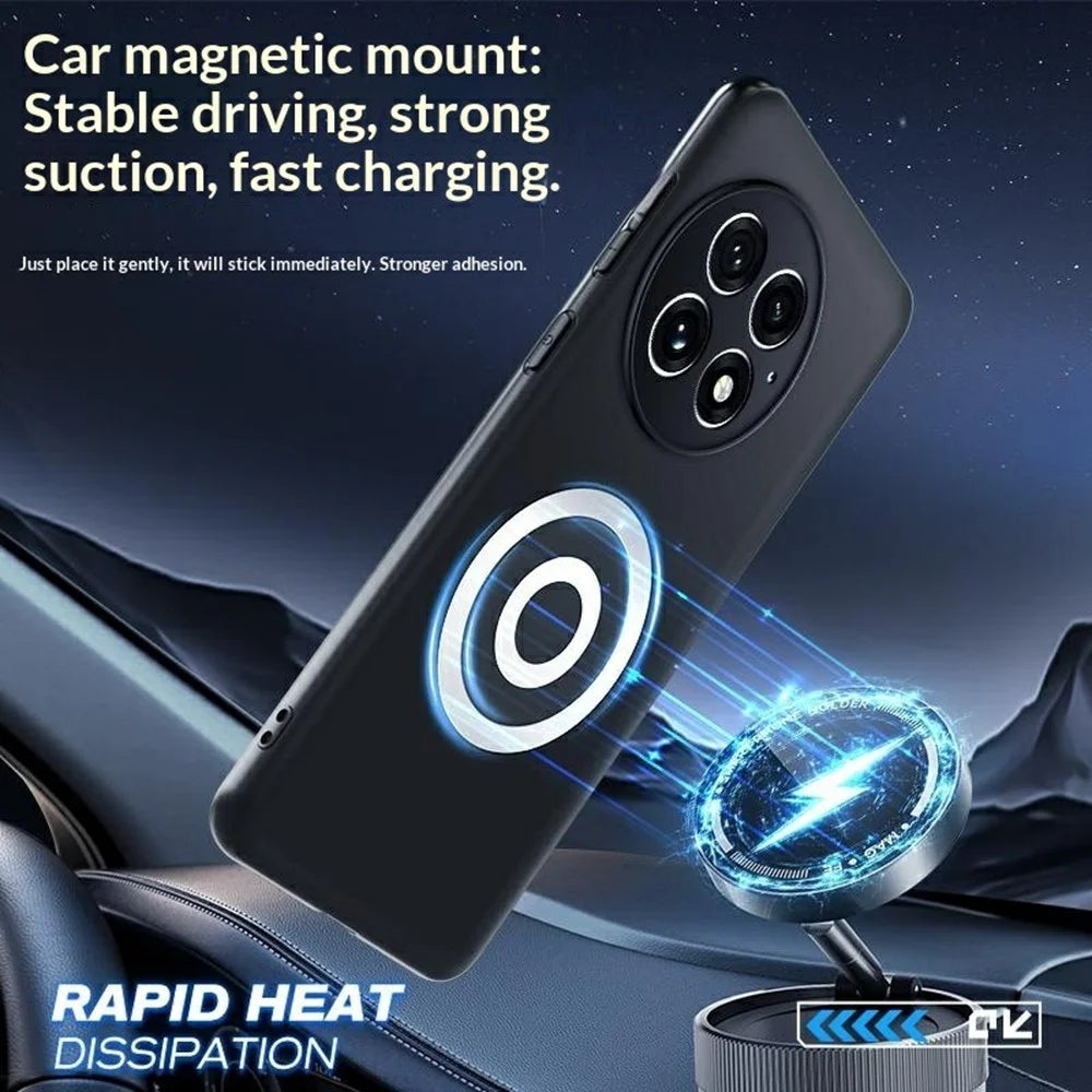 For OnePlus 13 Case Graphene + Brass Heat Dissipation Silicone PC Phone Cover Support Magnetic Car Mount - 4