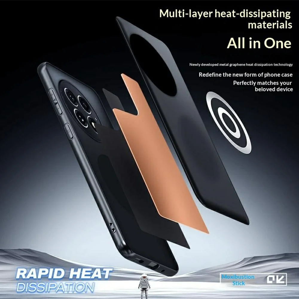 For OnePlus 13 Case Graphene + Brass Heat Dissipation Silicone PC Phone Cover Support Magnetic Car Mount - 5