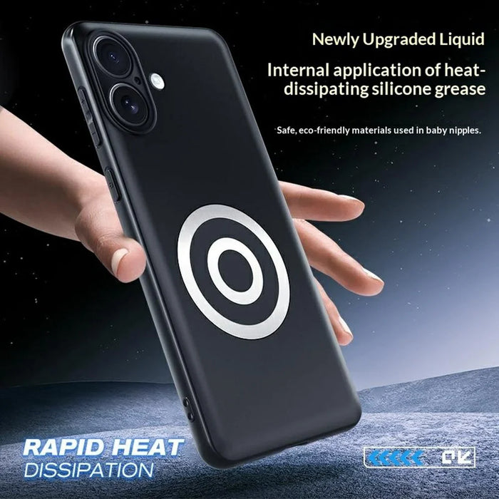 For iPhone 17 Case Graphene + Brass Heat Dissipation Silicone PC Phone Cover Support Magnetic Car Mount - 4