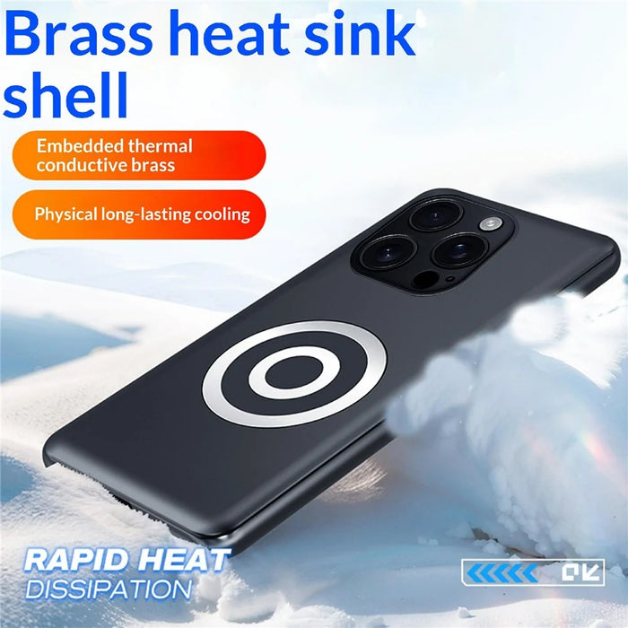 For iPhone 16 Pro Case Graphene + Brass Heat Dissipation Silicone PC Phone Cover Support Magnetic Car Mount - 4