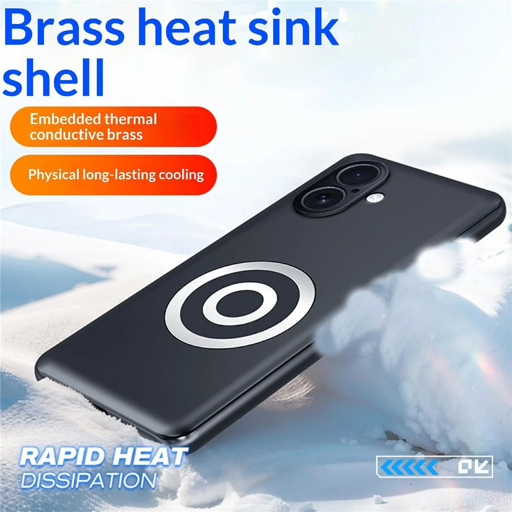 For iPhone 16 Case Graphene + Brass Heat Dissipation Silicone PC Phone Cover Support Magnetic Car Mount - 6