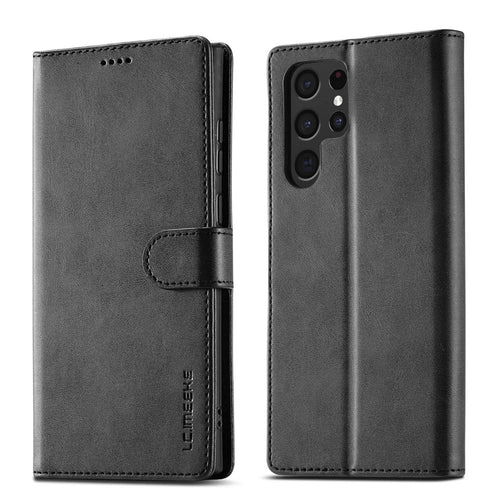 LC.IMEEKE For Samsung Galaxy S26 Ultra Case Wallet Calf Texture Leather Phone Cover - Black - 1