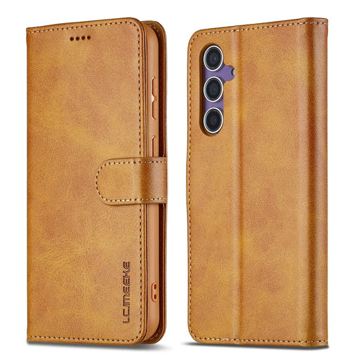 LC.IMEEKE For Samsung Galaxy A57 5G Case Wallet Calf Texture Leather Phone Cover - Yellow - 1