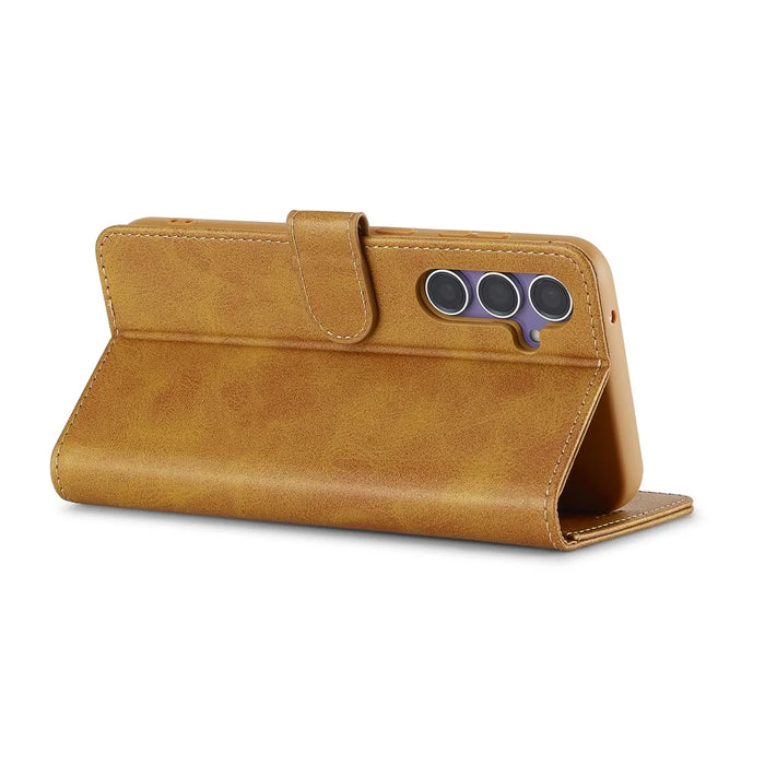LC.IMEEKE For Samsung Galaxy A37 5G Case Wallet Calf Texture Leather Phone Cover - Yellow - 4