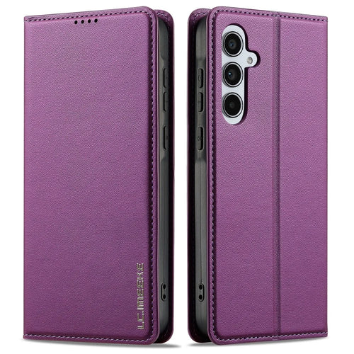 LC.IMEEKE L1 Series for Samsung Galaxy S26 Case PU Leather Wallet Stand Protective Phone Cover - Purple - 1