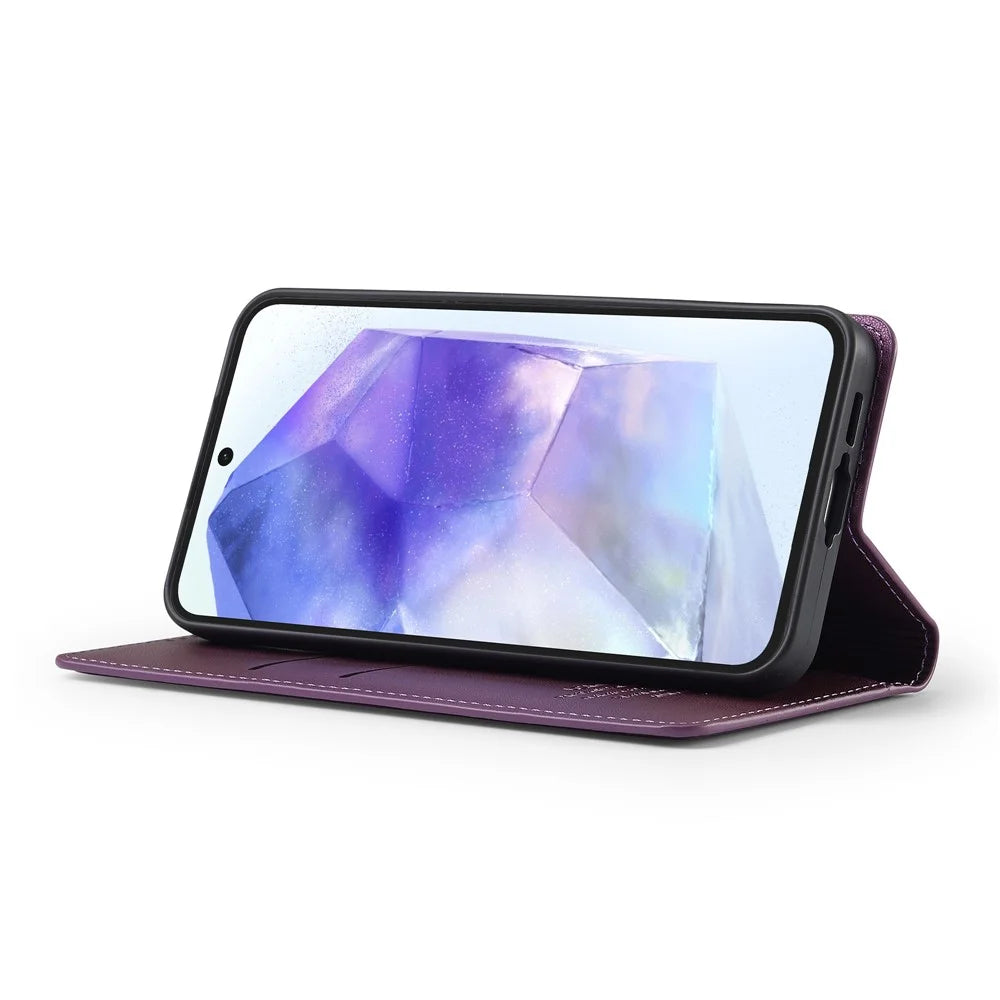LC.IMEEKE L1 Series for Samsung Galaxy S26+ Case PU Leather Wallet Stand Protective Phone Cover - Purple - 3