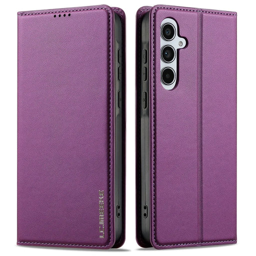 LC.IMEEKE L1 Series for Samsung Galaxy A57 5G Case PU Leather Wallet Stand Protective Phone Cover - Purple - 1