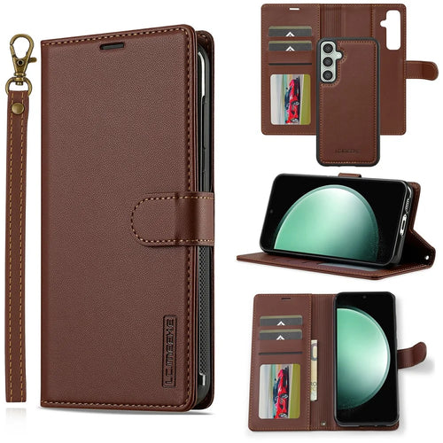 LC.IMEEKE L2 Series for Samsung Galaxy S26+ Case PU Leather Wallet Detachable Magnetic Phone Cover - Brown - 1