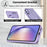 For Samsung Galaxy S26 Case Kickstand Card Slots Leather Coated TPU Cover with Shoulder Strap - Purple - 7