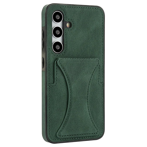 For Samsung Galaxy S26+Case Leather + TPU Phone Cover with Card Holder Kickstand - Green - 1
