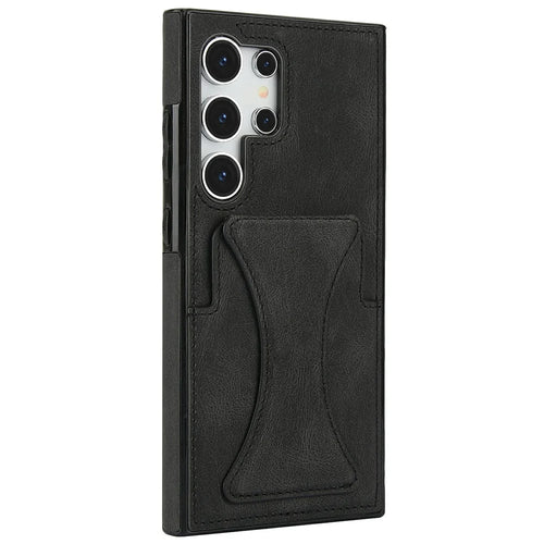 For Samsung Galaxy S26 Ultra Case Leather + TPU Phone Cover with Card Holder Kickstand - Black - 1