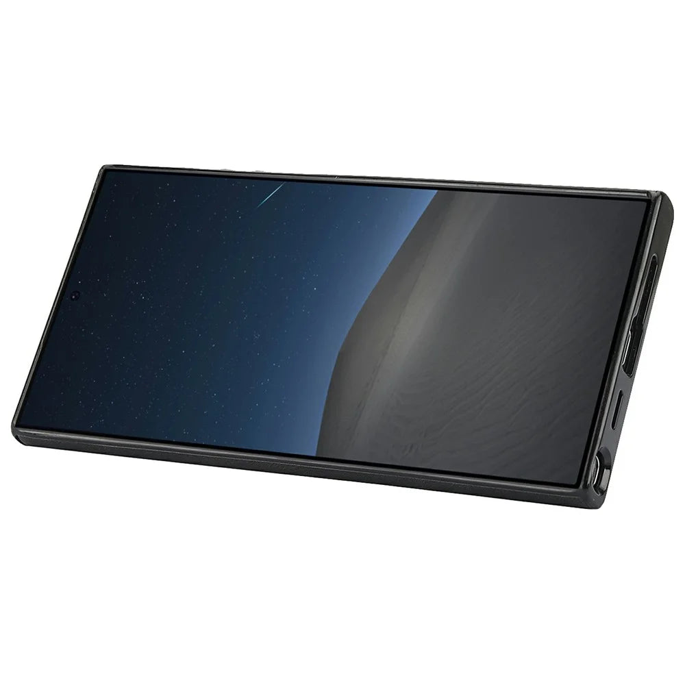 For Samsung Galaxy S26 Ultra Case Leather + TPU Phone Cover with Card Holder Kickstand - Black - 4
