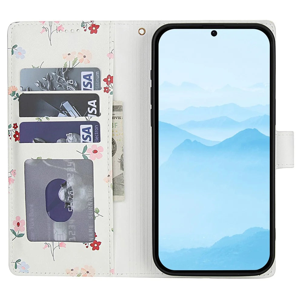 Wallet Case for Samsung Galaxy A37 5G / A56 5G / A36 5G Rhombic Floral Design Leather Flip Phone Cover with Strap - A1 - 2