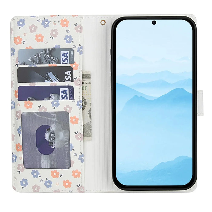 For Samsung Galaxy A57 5G Wallet Case Rhombic Floral Design Leather Flip Phone Cover with Strap - A4 - 2