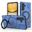 For Samsung Galaxy A37 5G Magnetic Case Rotating Metal Kickstand Shockproof PC + TPU Phone Back Cover - Dark Blue - 1