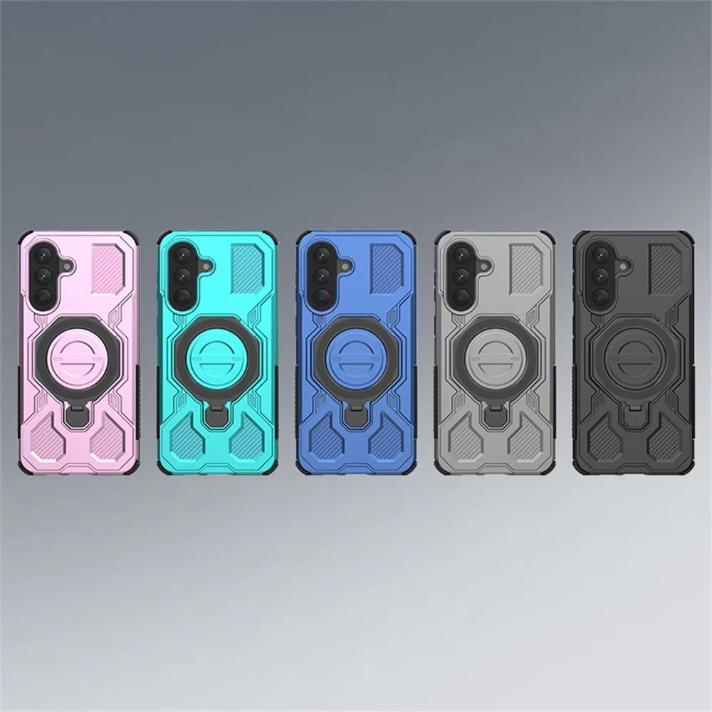 For Samsung Galaxy A57 5G Magnetic Case Rotating Metal Kickstand Shockproof PC + TPU Phone Back Cover - Dark Blue - 7