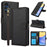 For Samsung Galaxy A57 5G Case PU Leather Stand View Phone Wallet Cover with Hand Strap - Black - 1