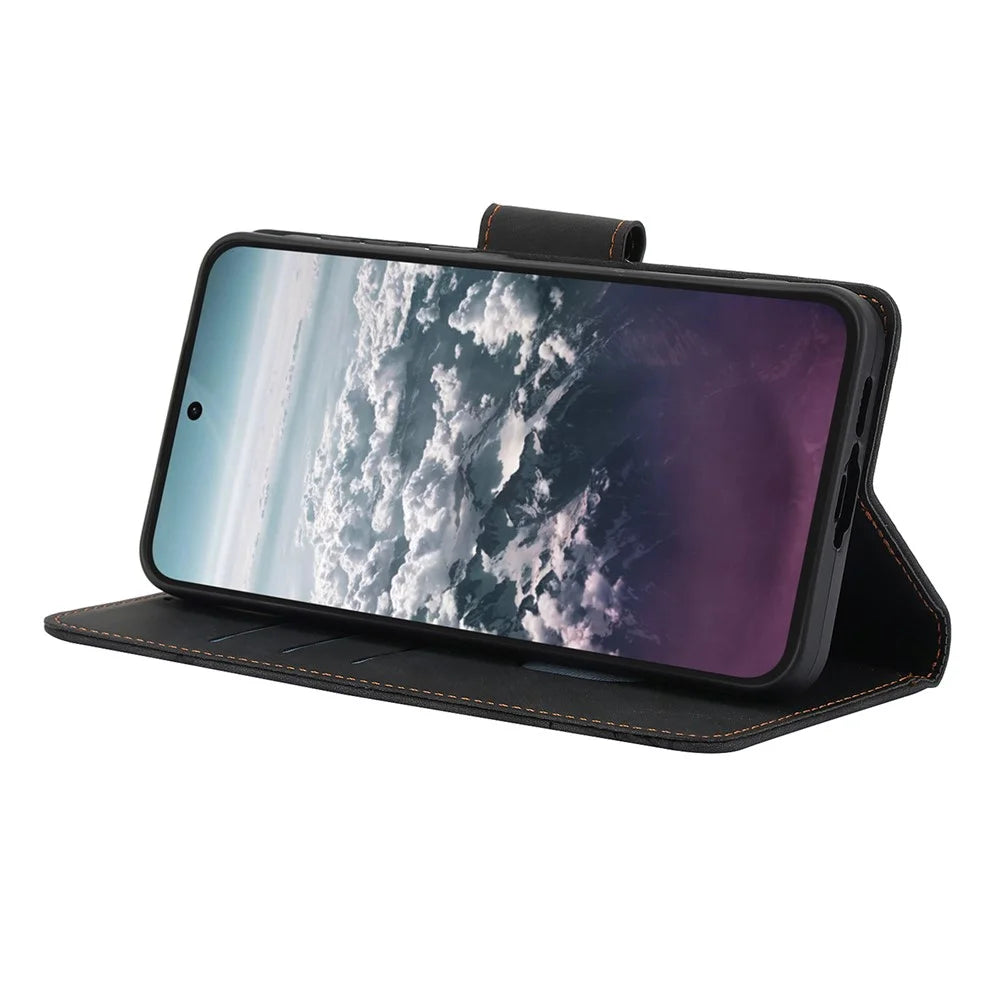 Leather Case for Samsung Galaxy A18 5G / A18 4G / A17 5G / A17 4G / A26 5G Flower Butterfly Wallet Phone Cover with Hand Strap - Black - 4