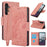 For Samsung Galaxy A57 5G Case Flower Butterfly Leather Wallet Phone Cover with Hand Strap - Pink - 1