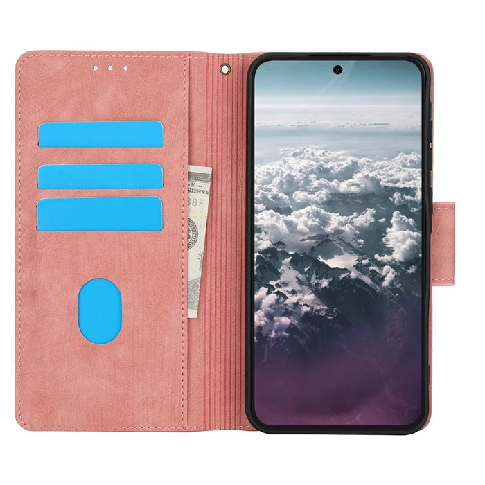 For Samsung Galaxy A57 5G Case Flower Butterfly Leather Wallet Phone Cover with Hand Strap - Pink - 2