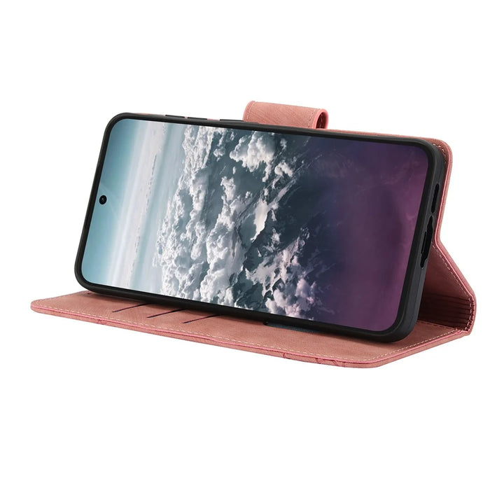 For Samsung Galaxy A57 5G Case Flower Butterfly Leather Wallet Phone Cover with Hand Strap - Pink - 4