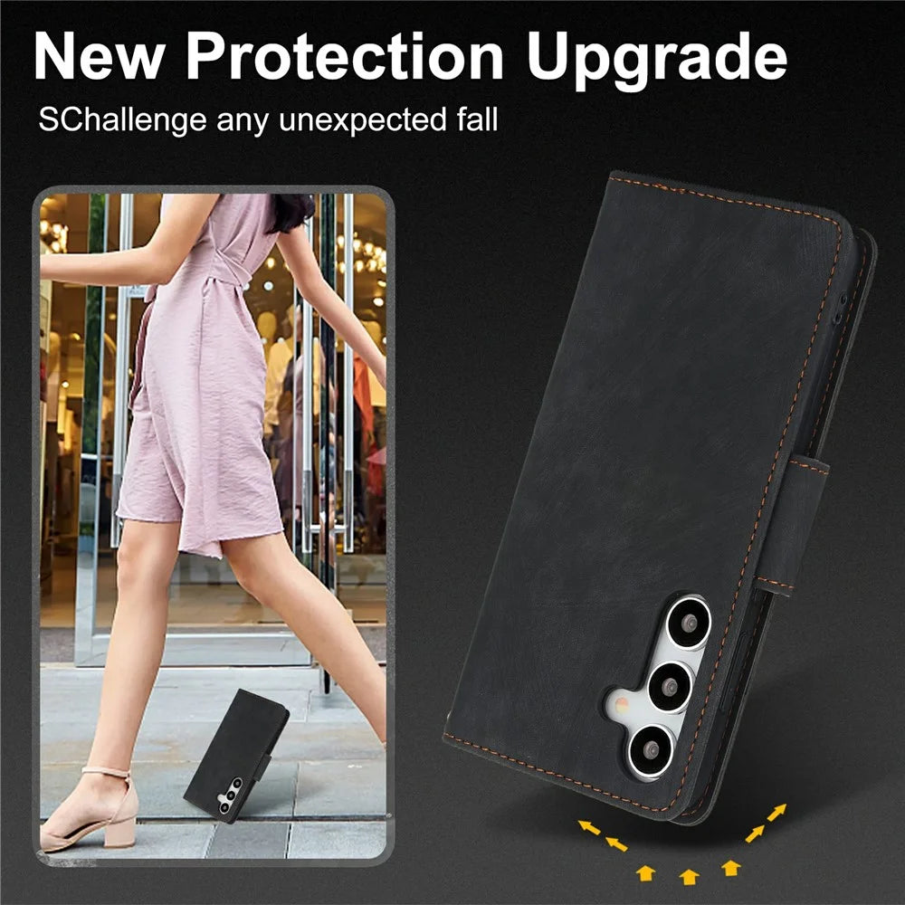 SY-001 For Samsung Galaxy S26 Case Flower Butterfly Leather Wallet Phone Cover with Hand Strap - Black - 7