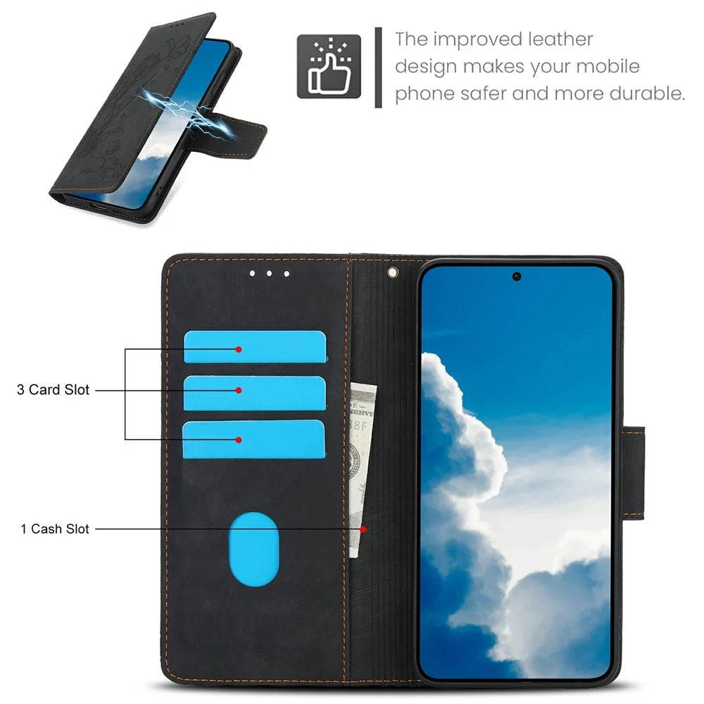 SY-001 For Samsung Galaxy S26+ Case Flower Butterfly Leather Wallet Phone Cover with Hand Strap - Black - 6
