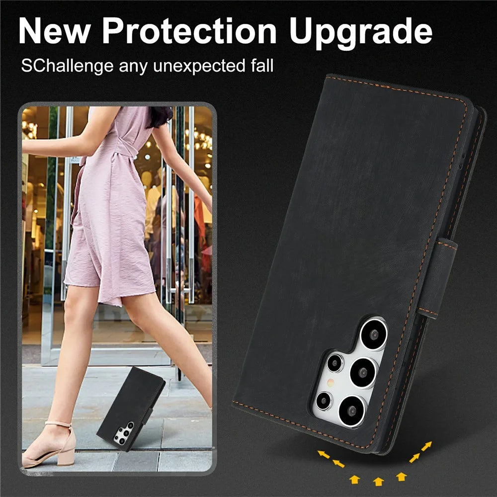 SY-001 For Samsung Galaxy S26 Ultra Case Flower Butterfly Leather Wallet Phone Cover with Hand Strap - Black - 7