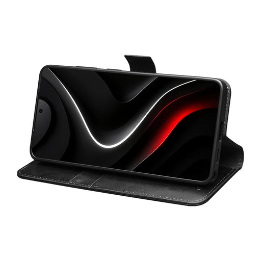 QIALINO For Samsung Galaxy S26 Ultra Case with Card Holder Genuine Cow Leather Stand Phone Cover - Black - 2