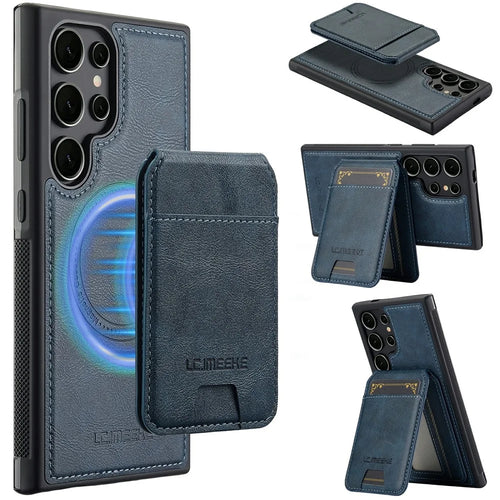 LC.IMEEKE L3 For Samsung Galaxy S26 Ultra Magnetic Case Detachable Card Holder Leather TPU Mobile Cover - Blue - 1