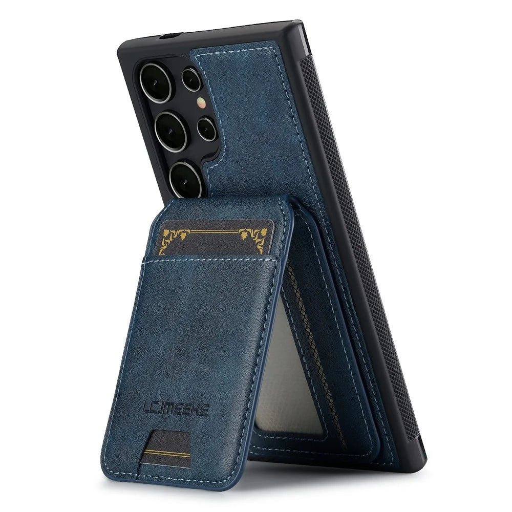 LC.IMEEKE L3 For Samsung Galaxy S26 Ultra Magnetic Case Detachable Card Holder Leather TPU Mobile Cover - Blue - 3