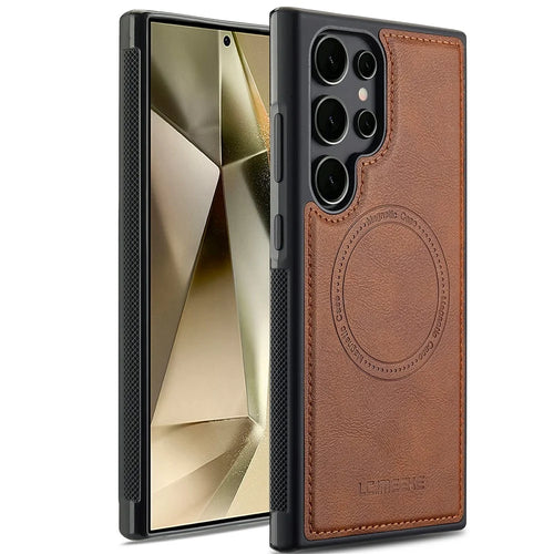LC.IMEEKE For Samsung Galaxy S26 Ultra Magnetic Case Leather+TPU Back Cover - Brown - 1