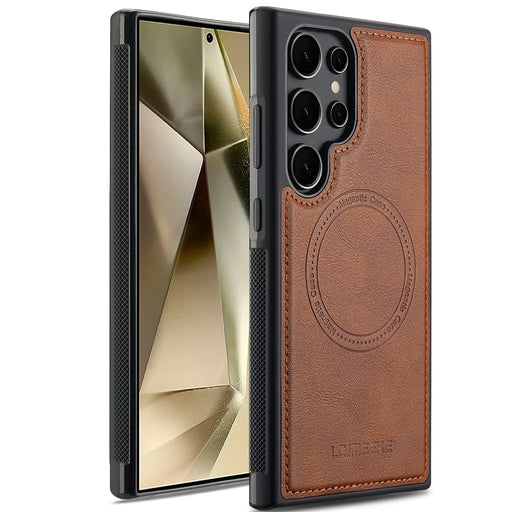 LC.IMEEKE For Samsung Galaxy S26 Ultra Magnetic Case Leather+TPU Back Cover - Brown - 1