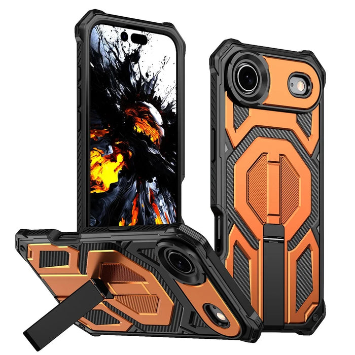 For iPhone Air Magnetic Case TPU + PC Kickstand Phone Cover Drop Protection - Orange - 1