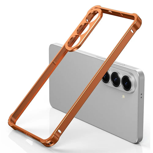 For Samsung Galaxy S26 Bumper Case Alloy Frame Cover with Lens Frame - Orange - 1
