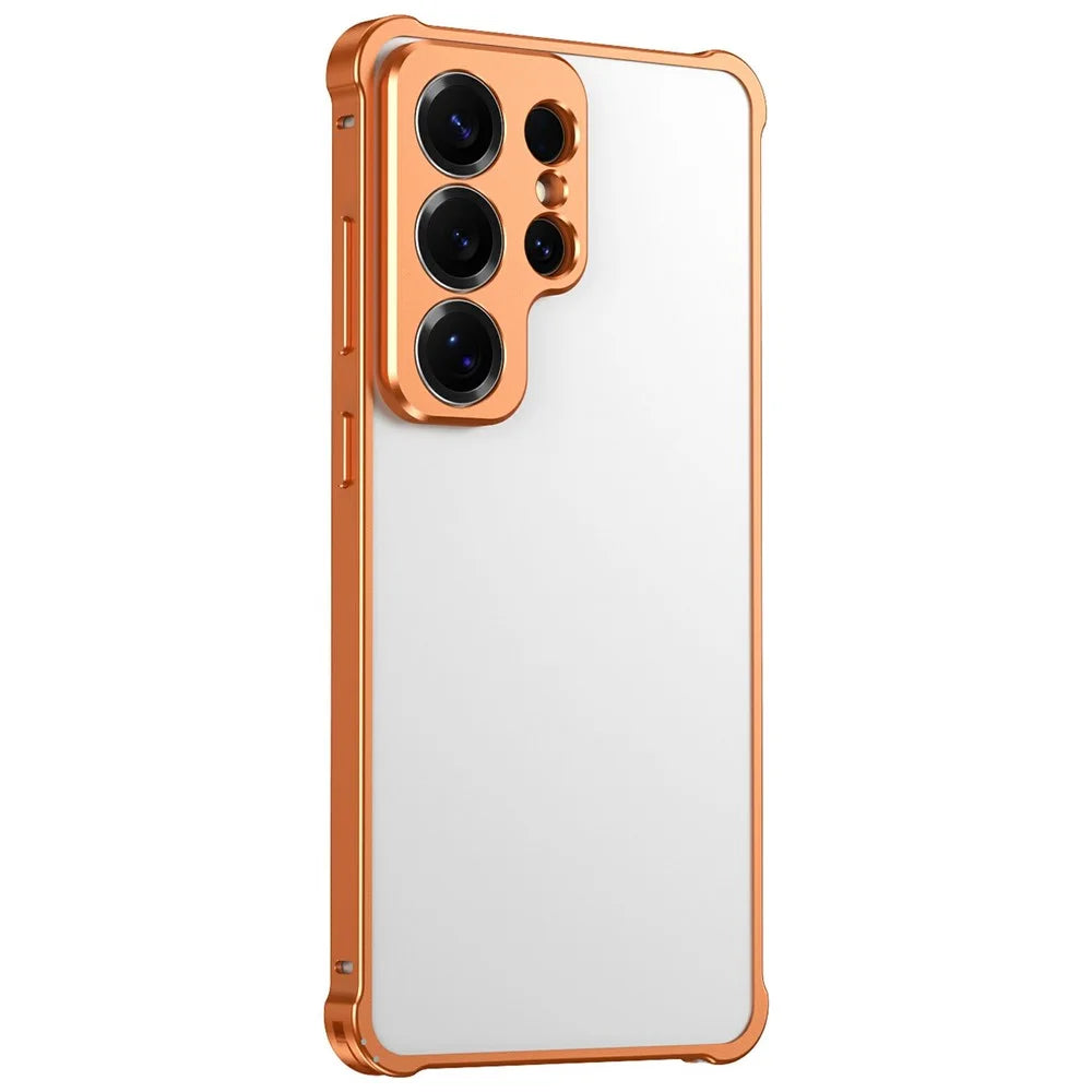 For Samsung Galaxy S26+ Bumper Case Alloy Frame Cover with Lens Frame - Orange - 1