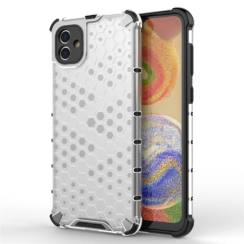 For Samsung Galaxy A04 4G (164.4 x 76.3 x 9.1 mm) TPU + PC Protective Case Honeycomb Texture Drop-proof Back Cover - Grey - 1