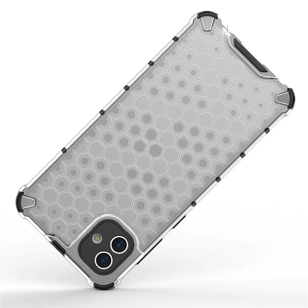 For Samsung Galaxy A04 4G (164.4 x 76.3 x 9.1 mm) TPU + PC Protective Case Honeycomb Texture Drop-proof Back Cover - Grey - 3