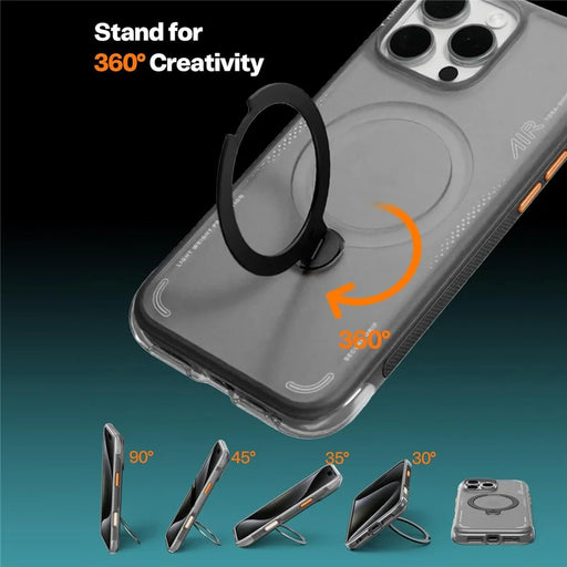 TORRAS For iPhone 15 Pro Max  Ostand Q3 Air Series Case with Kickstand Compatible with MagSafe Shockproof PC + TPU Phone Cover - Black - 2