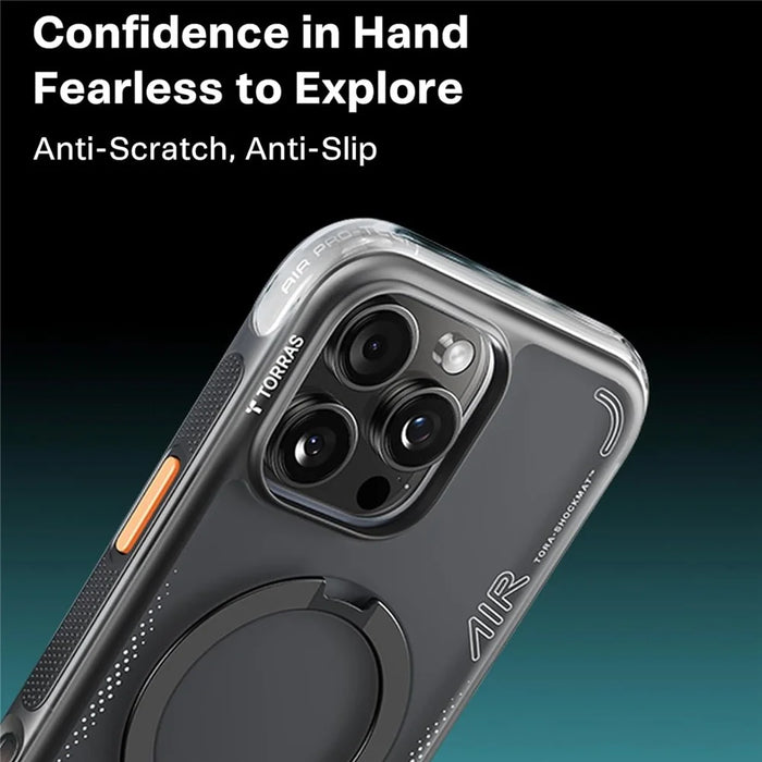 TORRAS For iPhone 15 Pro Max  Ostand Q3 Air Series Case with Kickstand Compatible with MagSafe Shockproof PC + TPU Phone Cover - Black - 7