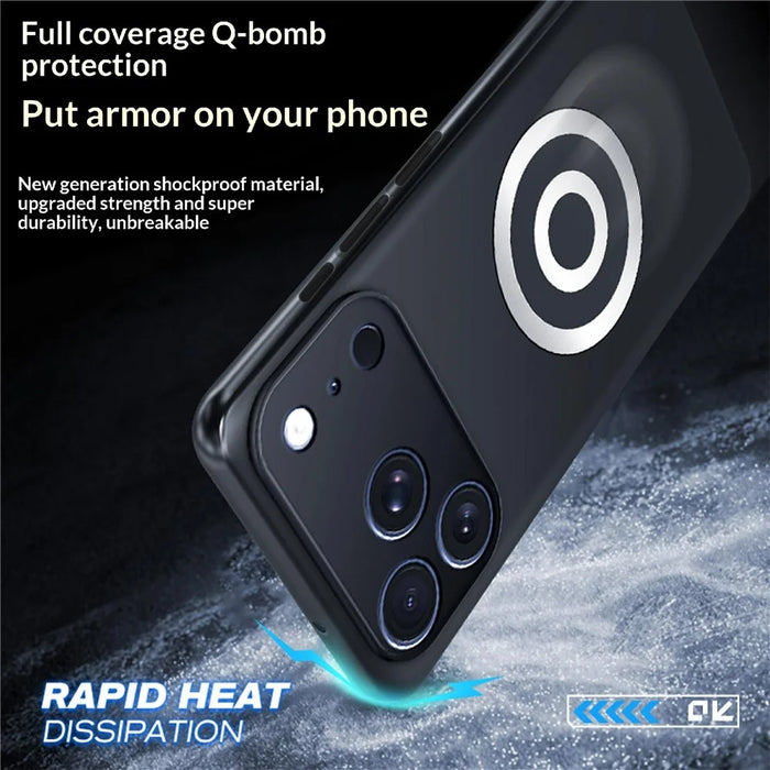 For iPhone 17 Pro Max Case Graphene + Brass Heat Dissipation Silicone PC Phone Cover Support Magnetic Car Mount - 4