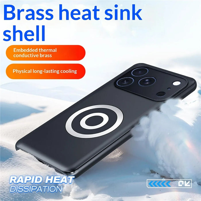 For iPhone 17 Pro Max Case Graphene + Brass Heat Dissipation Silicone PC Phone Cover Support Magnetic Car Mount - 6