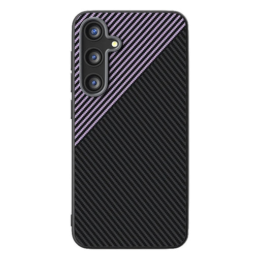 ABEEL For Samsung Galaxy S24 FE Magnetic Case Carbon Fiber Texture TPU PC PU Phone Back Cover - Black  /  Purple - 2