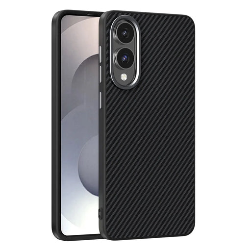 ABEEL For Samsung Galaxy S25 Edge Magnetic Case Carbon Fiber Texture TPU PC PU Phone Back Cover - Black - 1