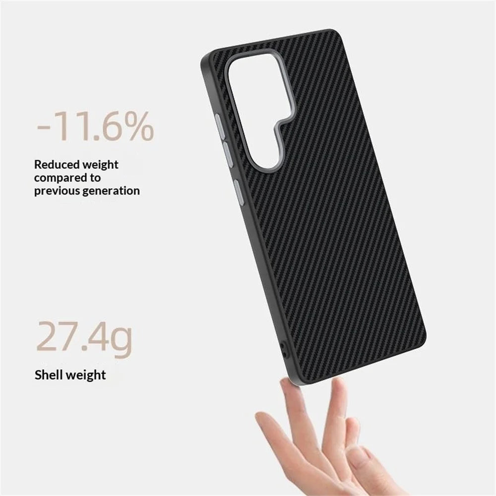 ABEEL For Samsung Galaxy S25 Edge Magnetic Case Carbon Fiber Texture TPU PC PU Phone Back Cover - Black - 3