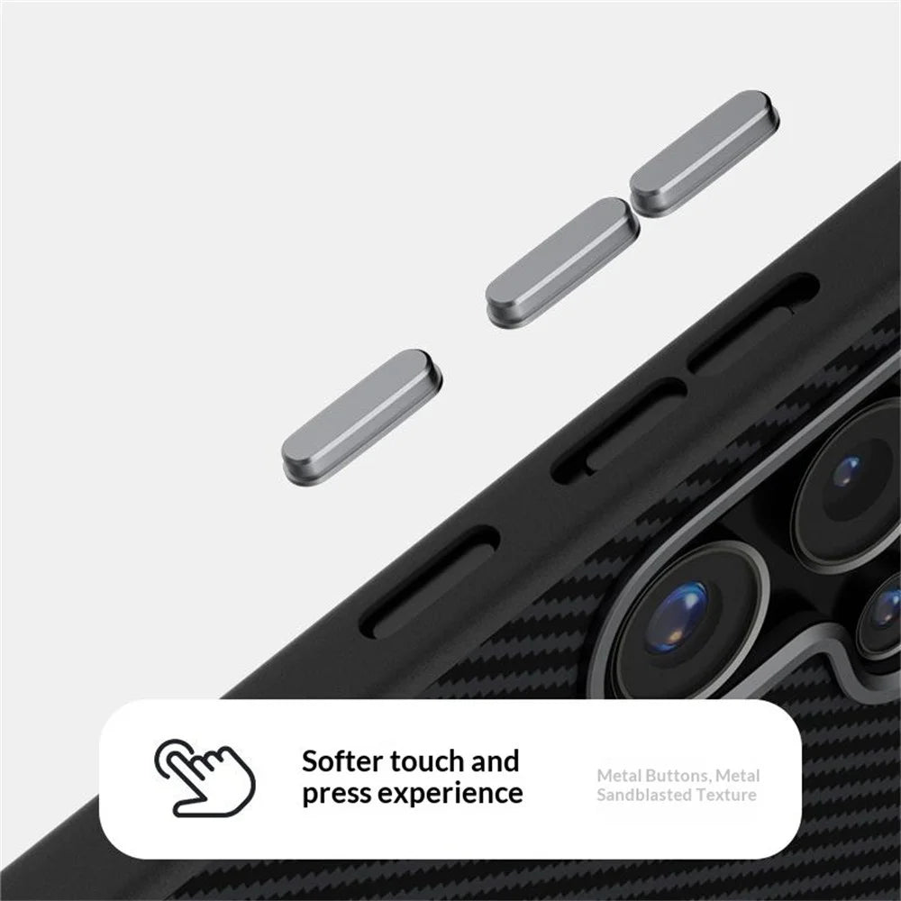 ABEEL For Samsung Galaxy S25 Edge Magnetic Case Carbon Fiber Texture TPU PC PU Phone Back Cover - Black - 5