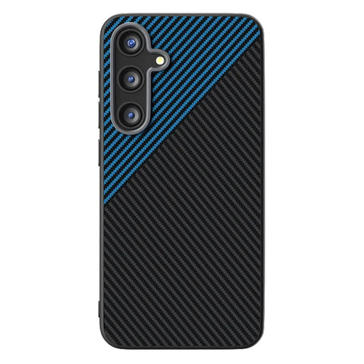 ABEEL For Samsung Galaxy S25 FE Magnetic Case Carbon Fiber Texture TPU PC PU Phone Back Cover - Black  /  Blue - 2
